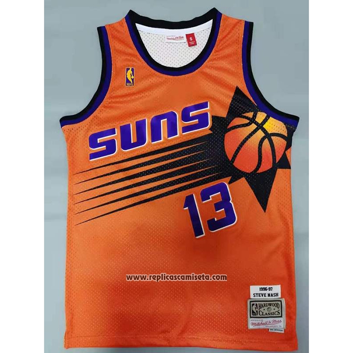 Camiseta Phoenix Suns Steve Nash NO 13 Mitchell & Ness 1996-97 Naranja